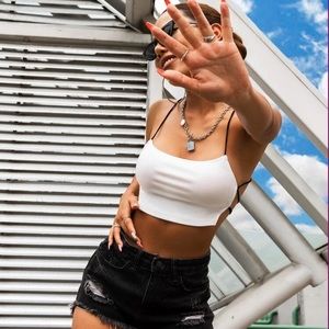 Lace up backless cami top